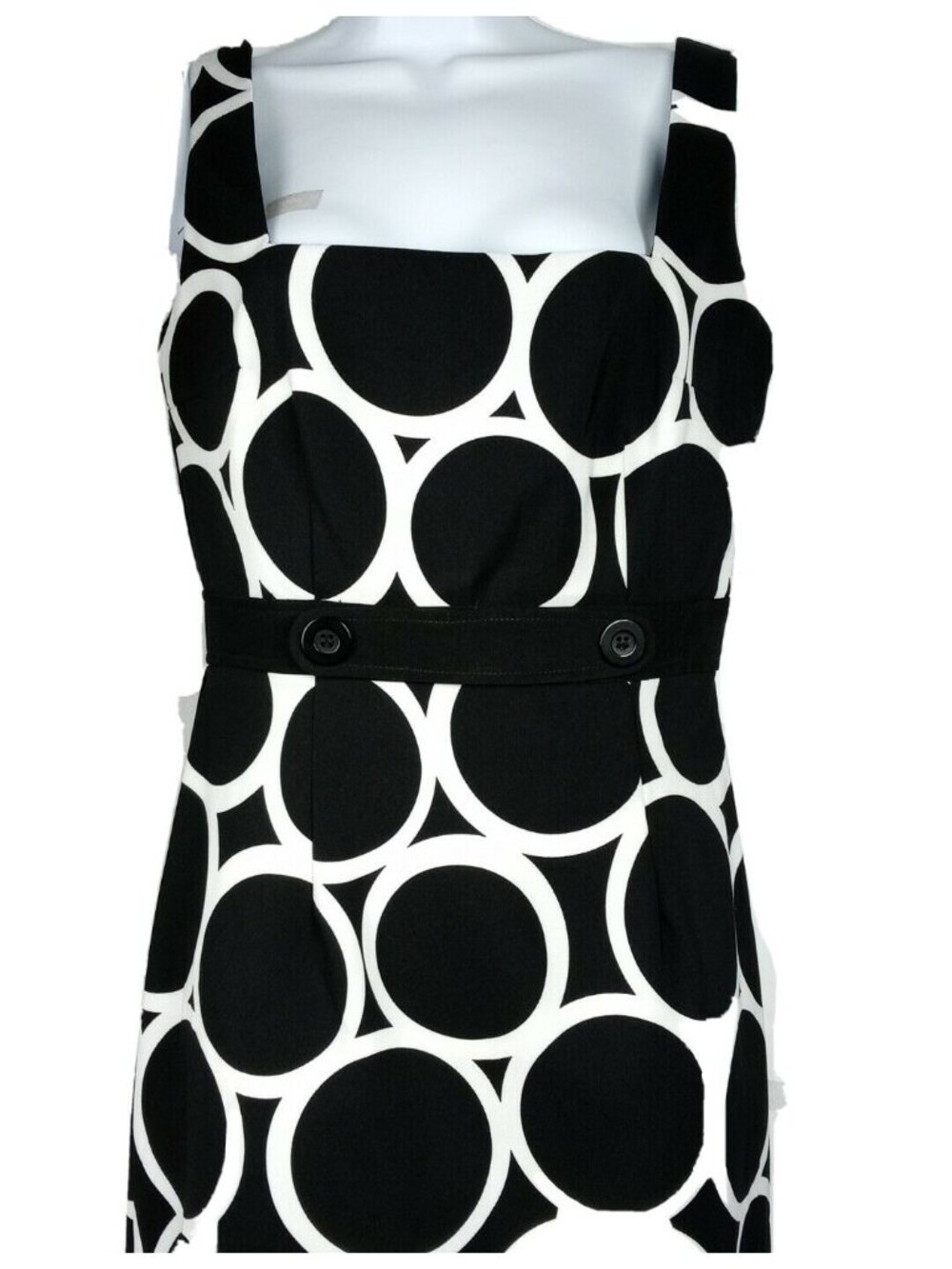 London Times Mod Summer Dress 6 Black White Sheath Retro Inspired Polished Chic - Picture 3 of 7